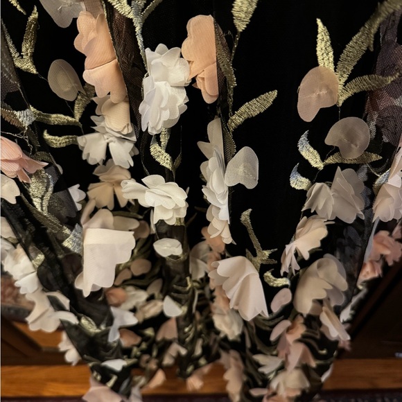 NWT Elite Cutie Black Mesh 3D Floral Embroidered Midi Dress - Picture 3 of 14